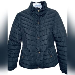 (1572) YMI Collection Black Puffer Jacket with Faux Fur Collar Size Large